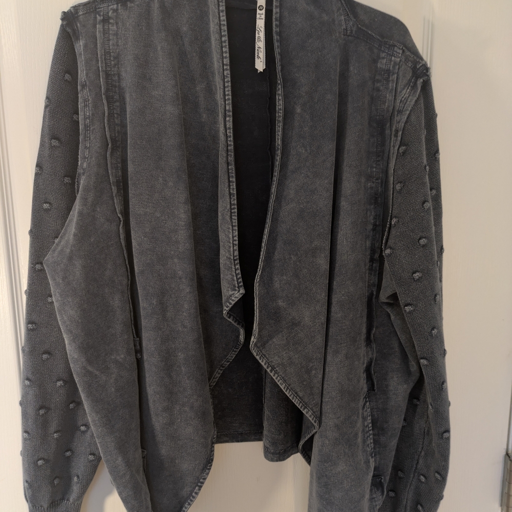 Leo & Nicole Washed Charcoal Open-Front Jacket